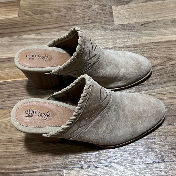 Eurosoft by Sofft Women's Sandy Mule‎ Shoe Mist Grey Suede Size 10M - Picture 4 of 11